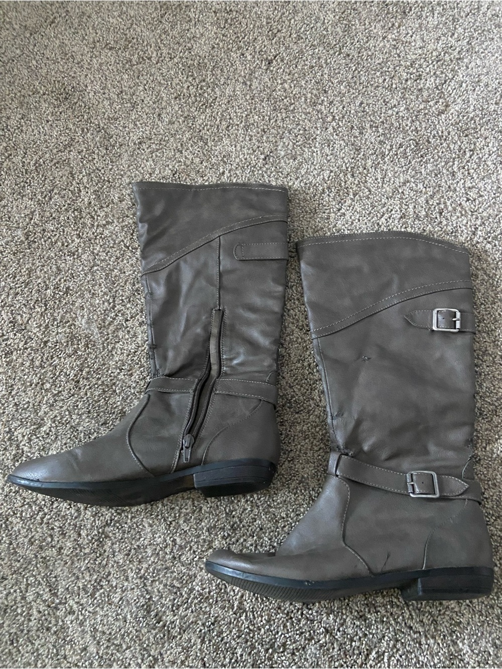 Madden Girl Tall Buckle Riding Boots - Gray